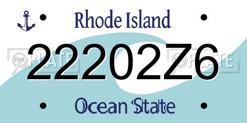 22202Z6 Rhode Island License Plate