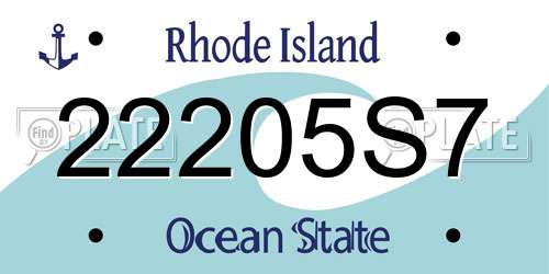 22205S7 Rhode Island License Plate
