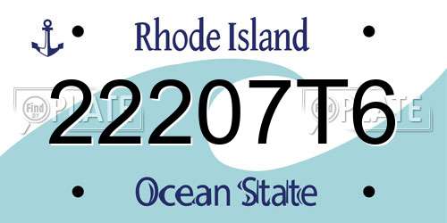 22207T6 Rhode Island License Plate