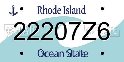 22207Z6 Rhode Island License Plate