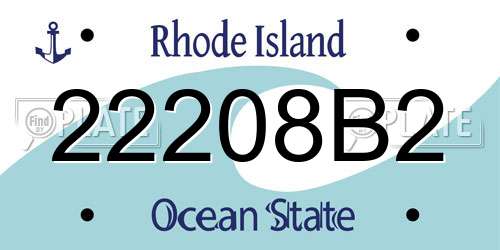 22208B2 Rhode Island License Plate