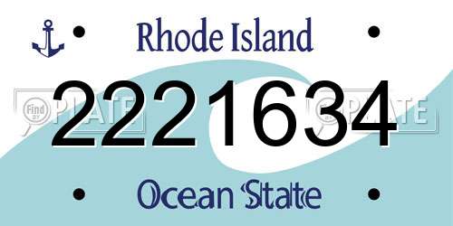 2221634 Rhode Island License Plate