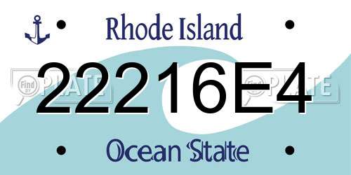 22216E4 Rhode Island License Plate