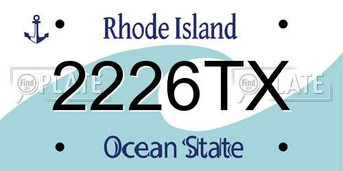 2226TX Rhode Island License Plate