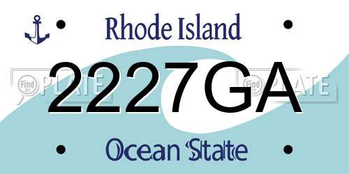 2227GA Rhode Island License Plate