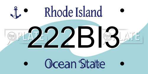 222BI3 Rhode Island License Plate