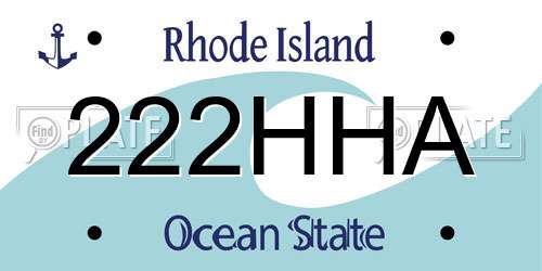 222HHA Rhode Island License Plate