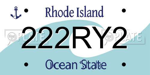 222RY2 Rhode Island License Plate