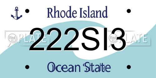 222SI3 Rhode Island License Plate