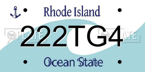 222TG4 Rhode Island License Plate