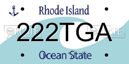 222TGA Rhode Island License Plate