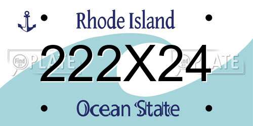 222X24 Rhode Island License Plate
