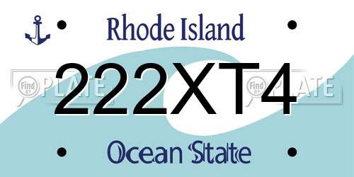 222XT4 Rhode Island License Plate