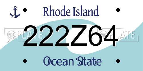 222Z64 Rhode Island License Plate
