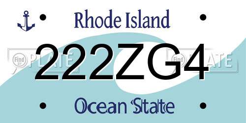 222ZG4 Rhode Island License Plate
