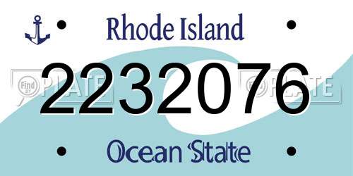 2232076 Rhode Island License Plate