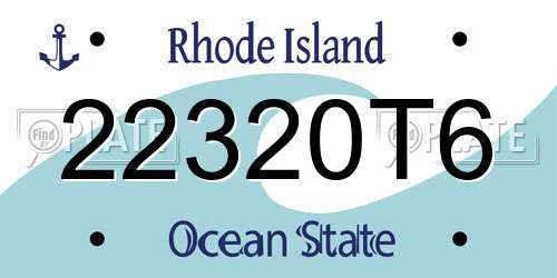 22320T6 Rhode Island License Plate