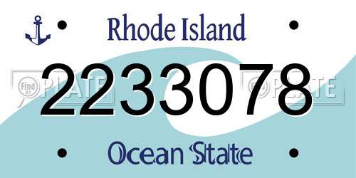 2233078 Rhode Island License Plate