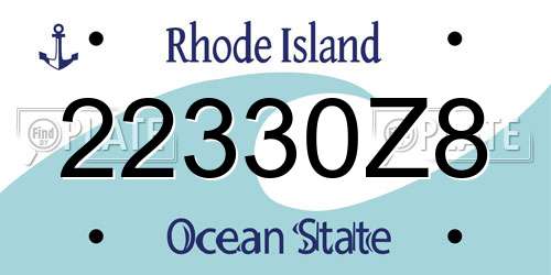 22330Z8 Rhode Island License Plate