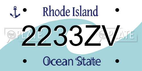 2233ZV Rhode Island License Plate