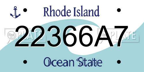 22366A7 Rhode Island License Plate