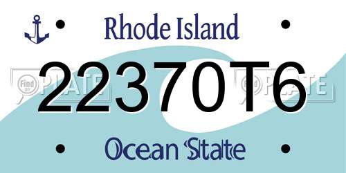 22370T6 Rhode Island License Plate