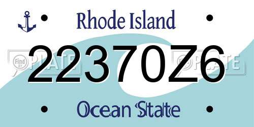 22370Z6 Rhode Island License Plate
