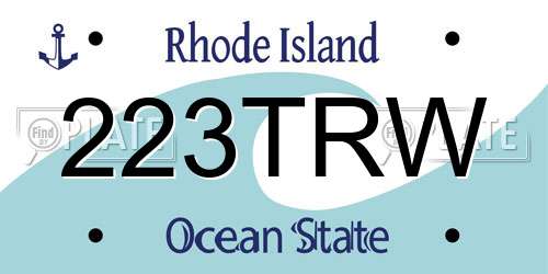223TRW Rhode Island License Plate