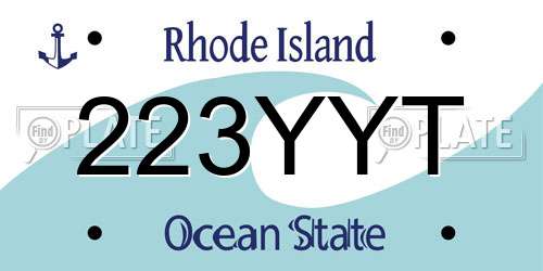 223YYT Rhode Island License Plate