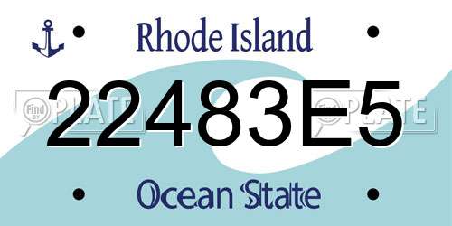 22483E5 Rhode Island License Plate