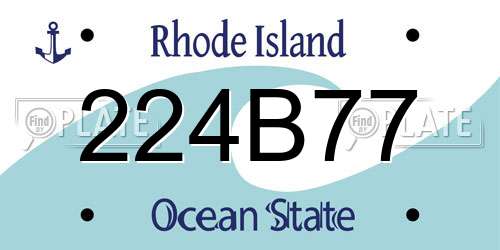 224B77 Rhode Island License Plate