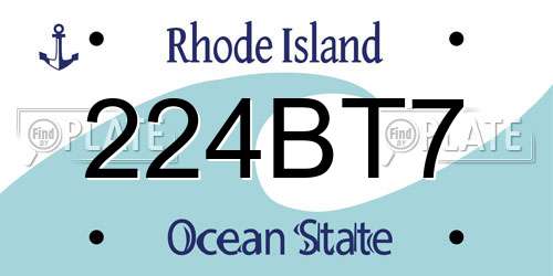 224BT7 Rhode Island License Plate