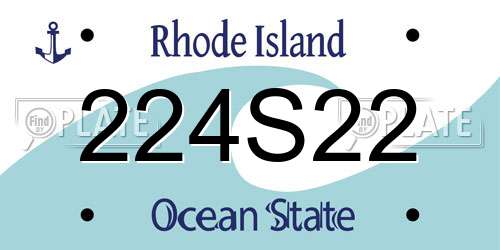 224S22 Rhode Island License Plate