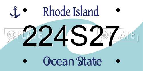 224S27 Rhode Island License Plate