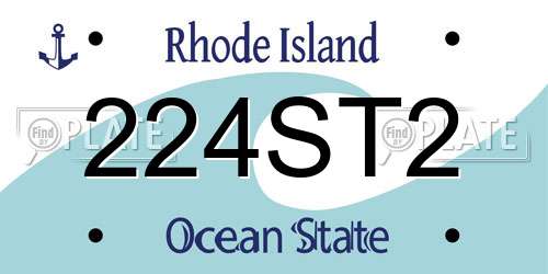 224ST2 Rhode Island License Plate