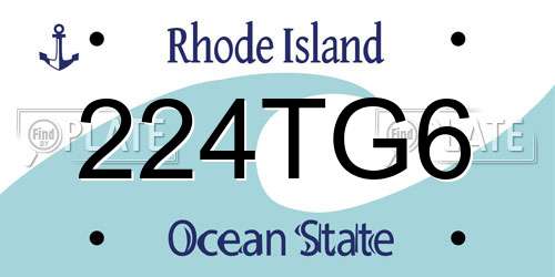 224TG6 Rhode Island License Plate