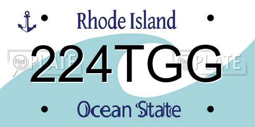 224TGG Rhode Island License Plate