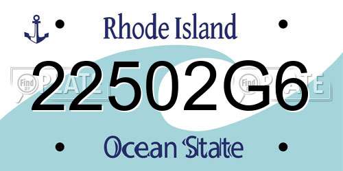 22502G6 Rhode Island License Plate