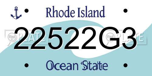 22522G3 Rhode Island License Plate