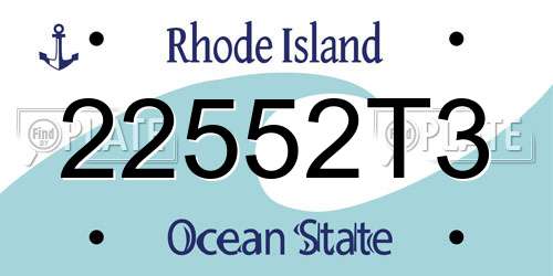 22552T3 Rhode Island License Plate