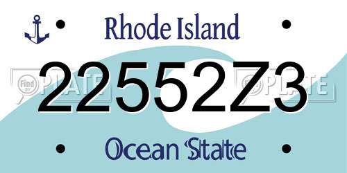 22552Z3 Rhode Island License Plate