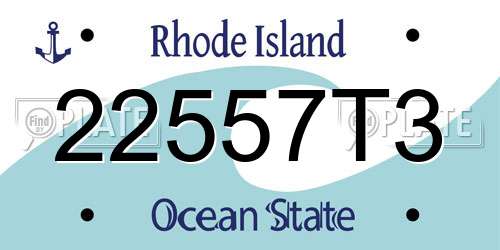 22557T3 Rhode Island License Plate