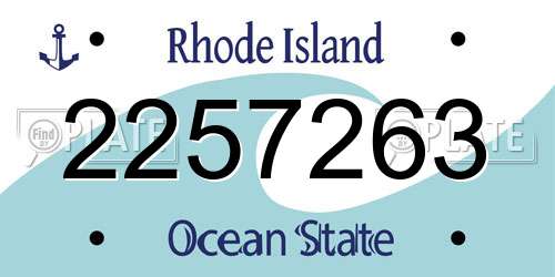 2257263 Rhode Island License Plate