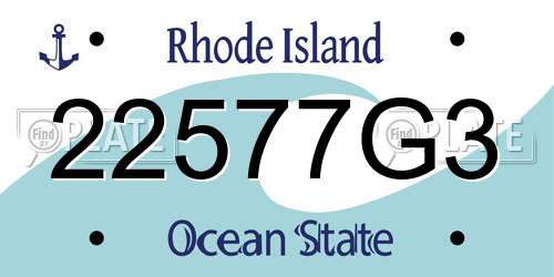 22577G3 Rhode Island License Plate