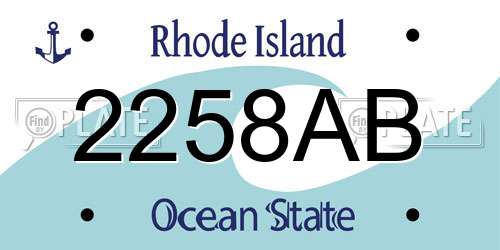 2258AB Rhode Island License Plate