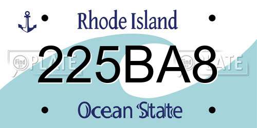 225BA8 Rhode Island License Plate
