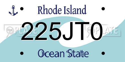 225JT0 Rhode Island License Plate