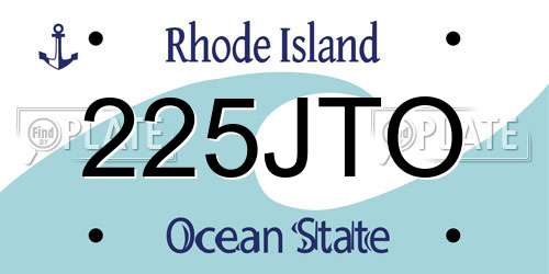 225JTO Rhode Island License Plate