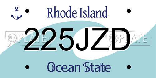 225JZD Rhode Island License Plate