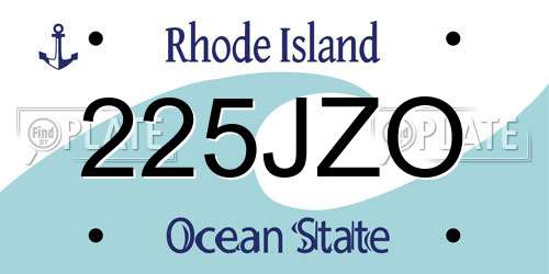 225JZO Rhode Island License Plate